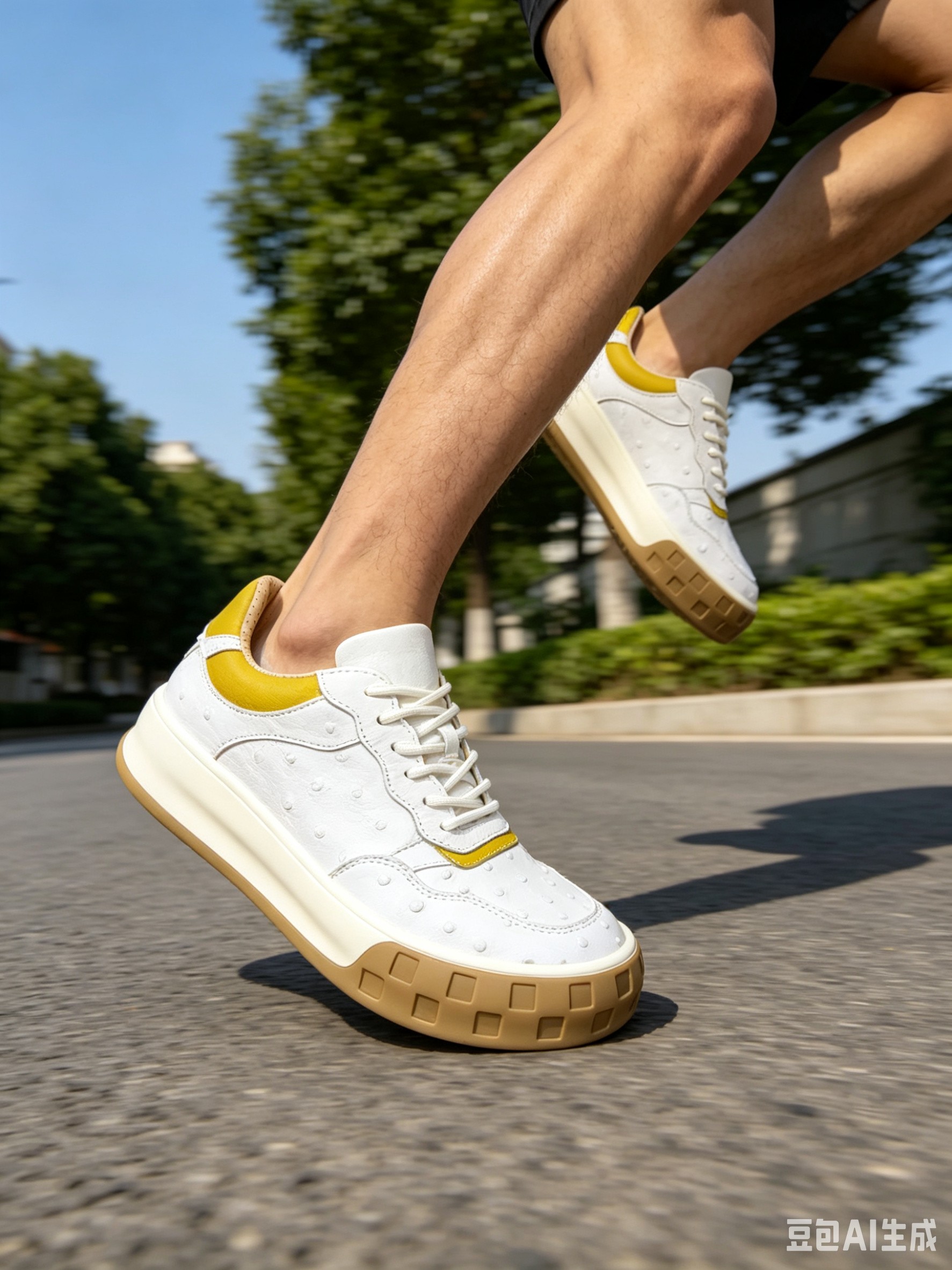 Ostrich Leather Biscuit Sole Popular Low-Top Sneakers FOS026 photo 3