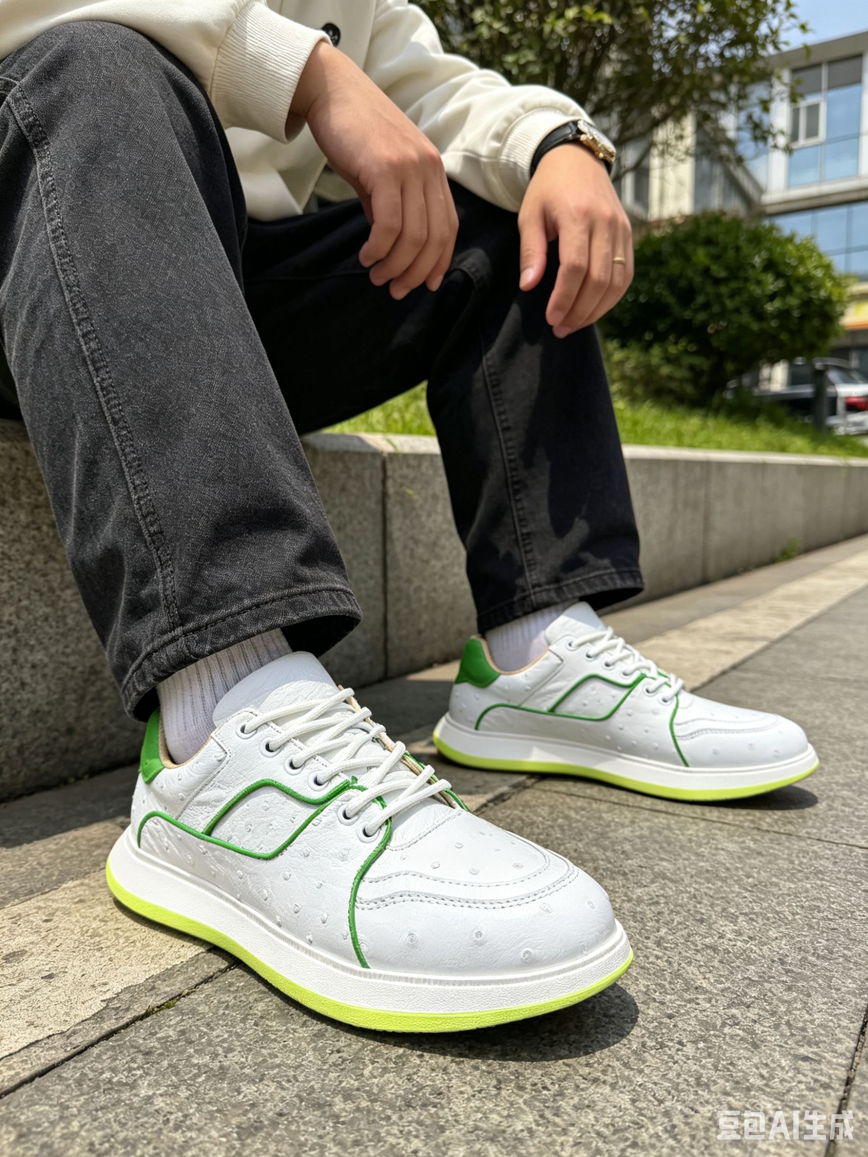 Ostrich Leather Custom Low-Top Sneakers FOS028 photo 3
