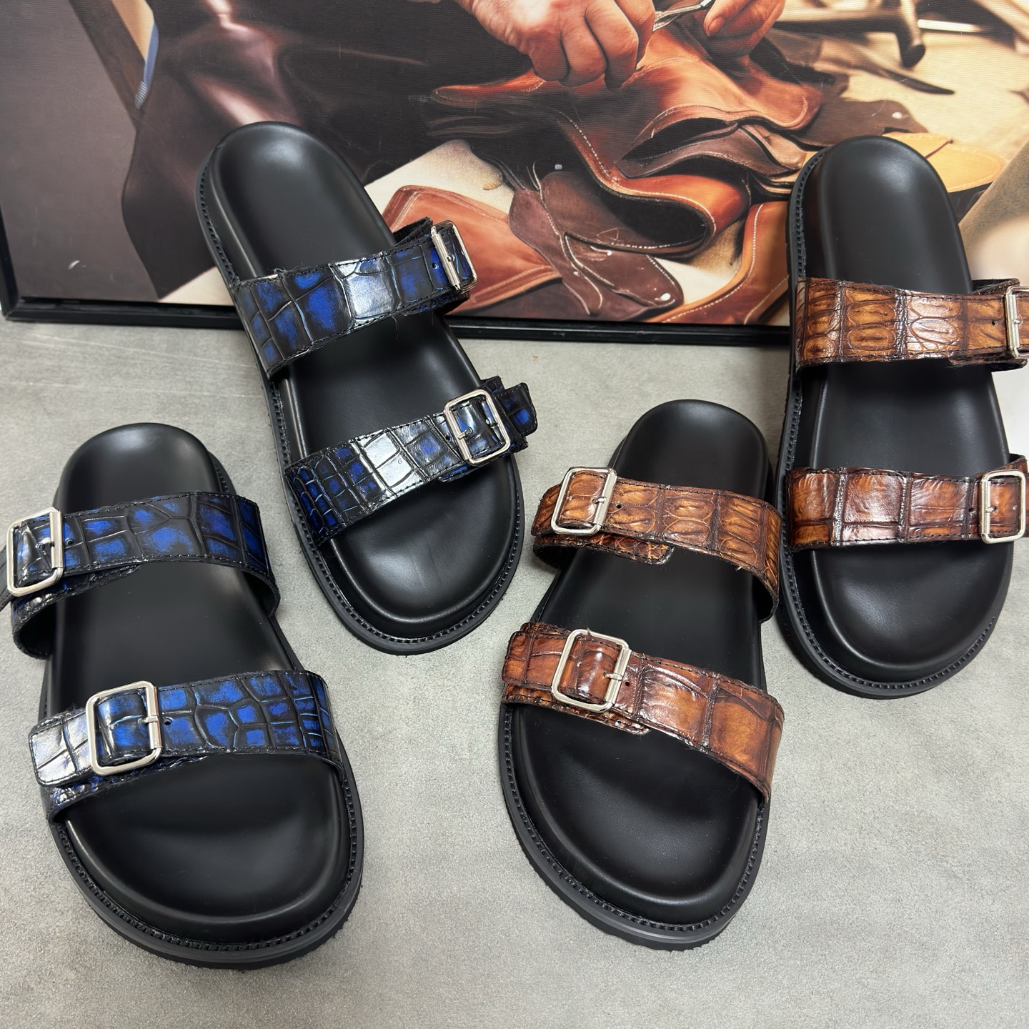 Crocodile Leather Soft Sole Mules HCS001