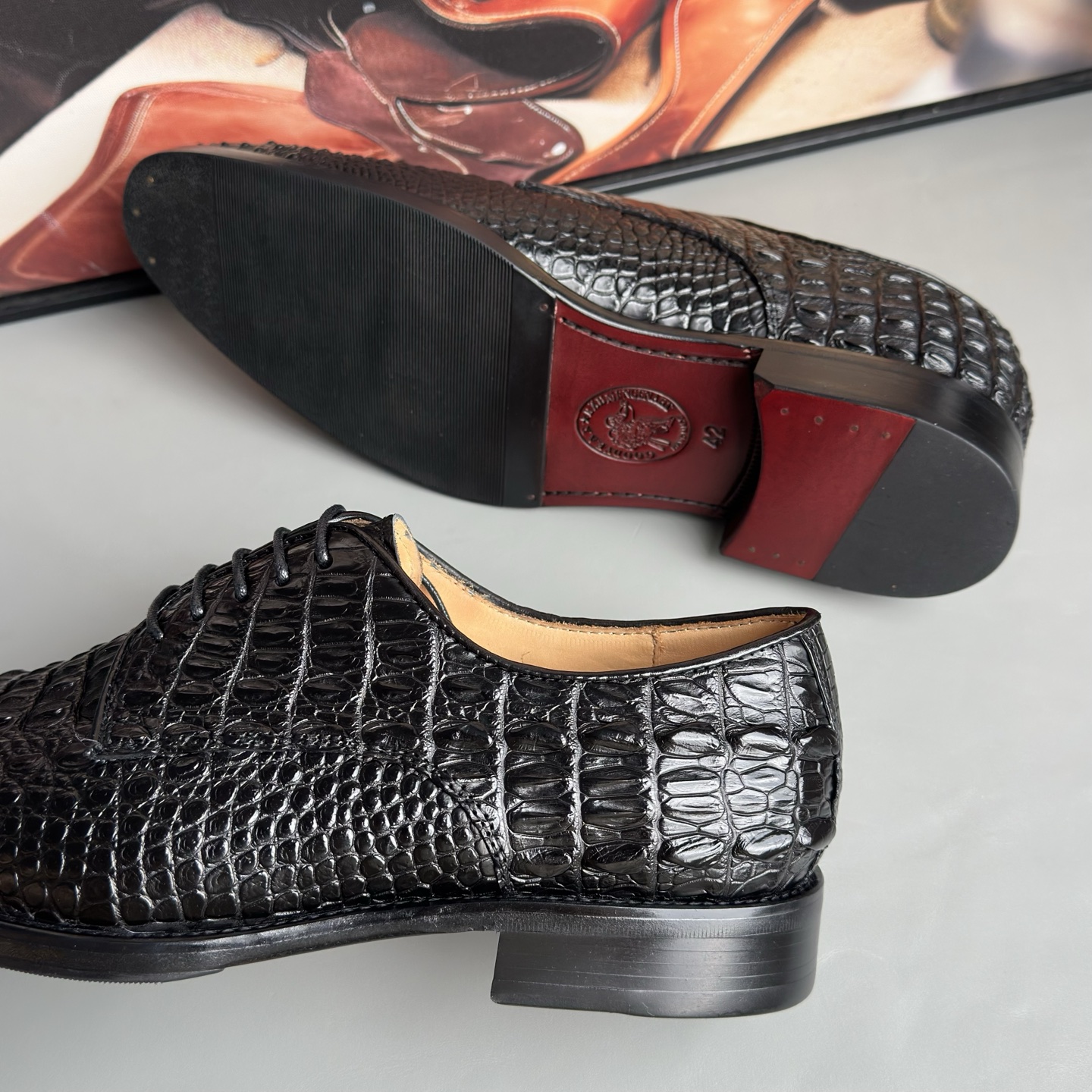 Crocodile Leather Head Cut Dress Shoes HCS004 photo 5