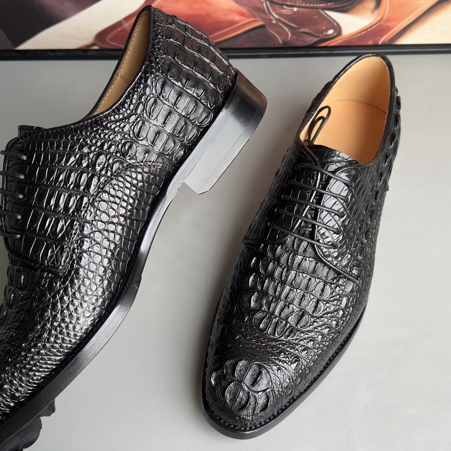 Crocodile Leather Head Cut Dress Shoes HCS004 photo 6