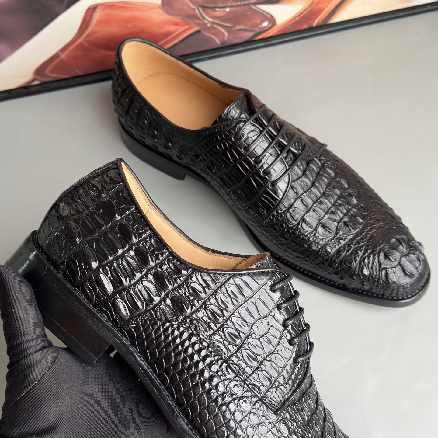 Crocodile Leather Head Cut Dress Shoes HCS004 photo 7
