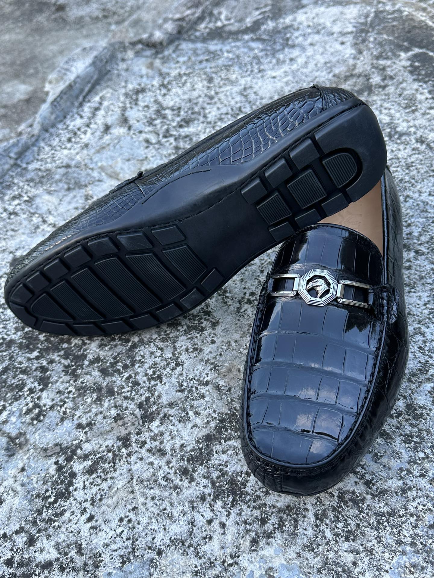 Crocodile Leather Full-Skin Belly Cut Rubber Sole Driving Loafers HCS005 photo 4
