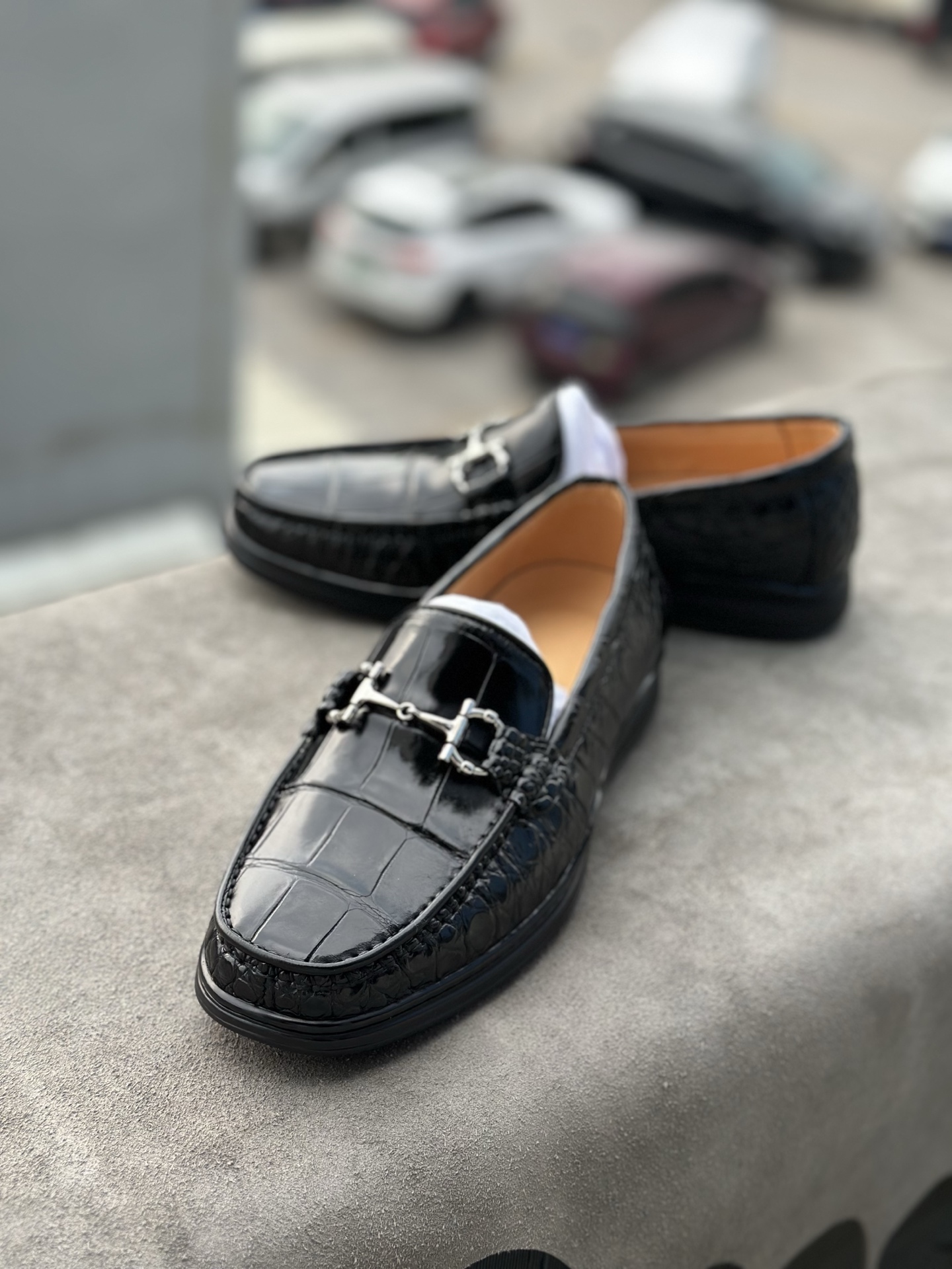 Crocodile Leather Black Belly Cut Stitched-Sole Bit Loafers HCS007 photo 4