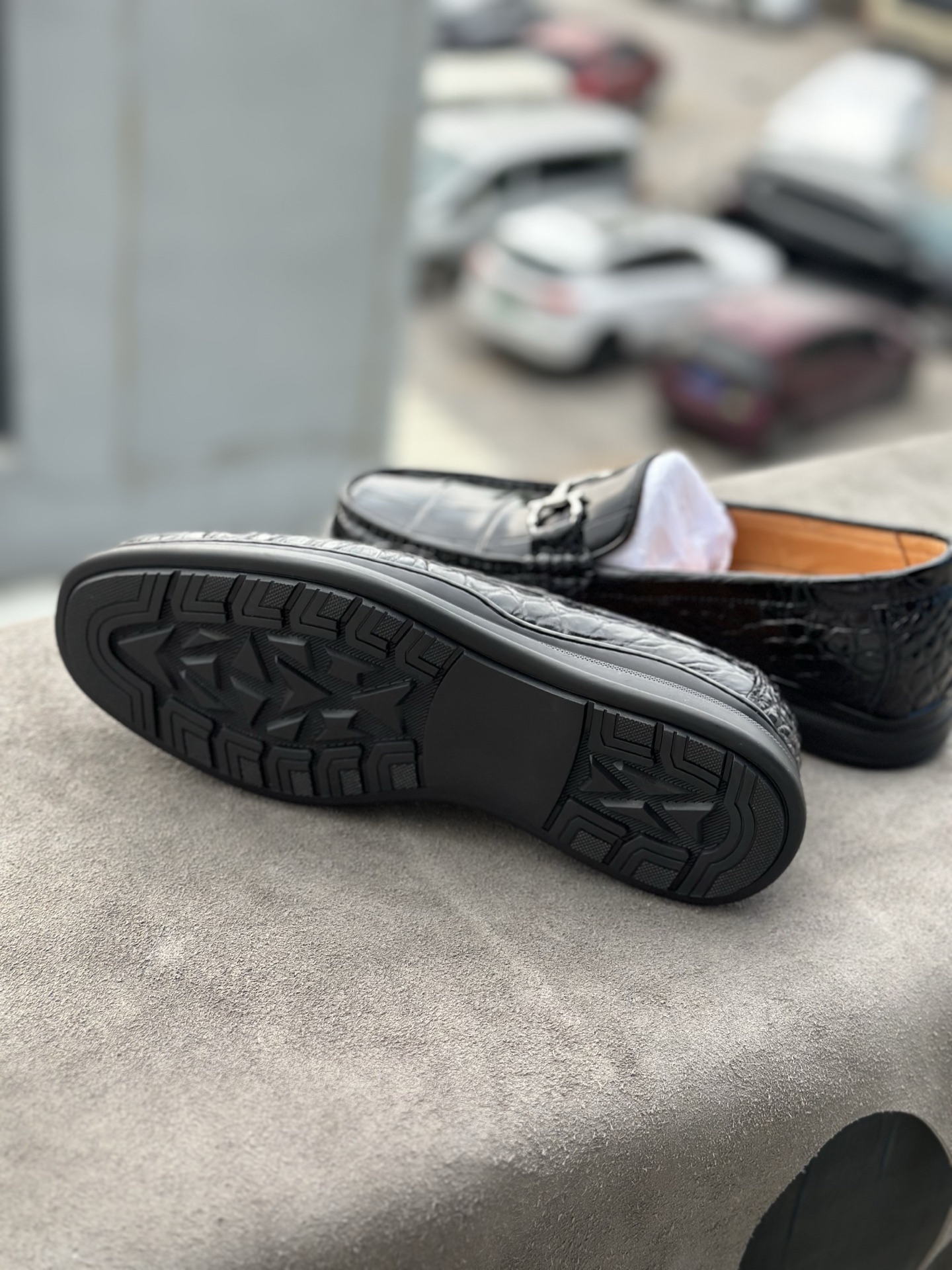 Crocodile Leather Black Belly Cut Stitched-Sole Bit Loafers HCS007 photo 6