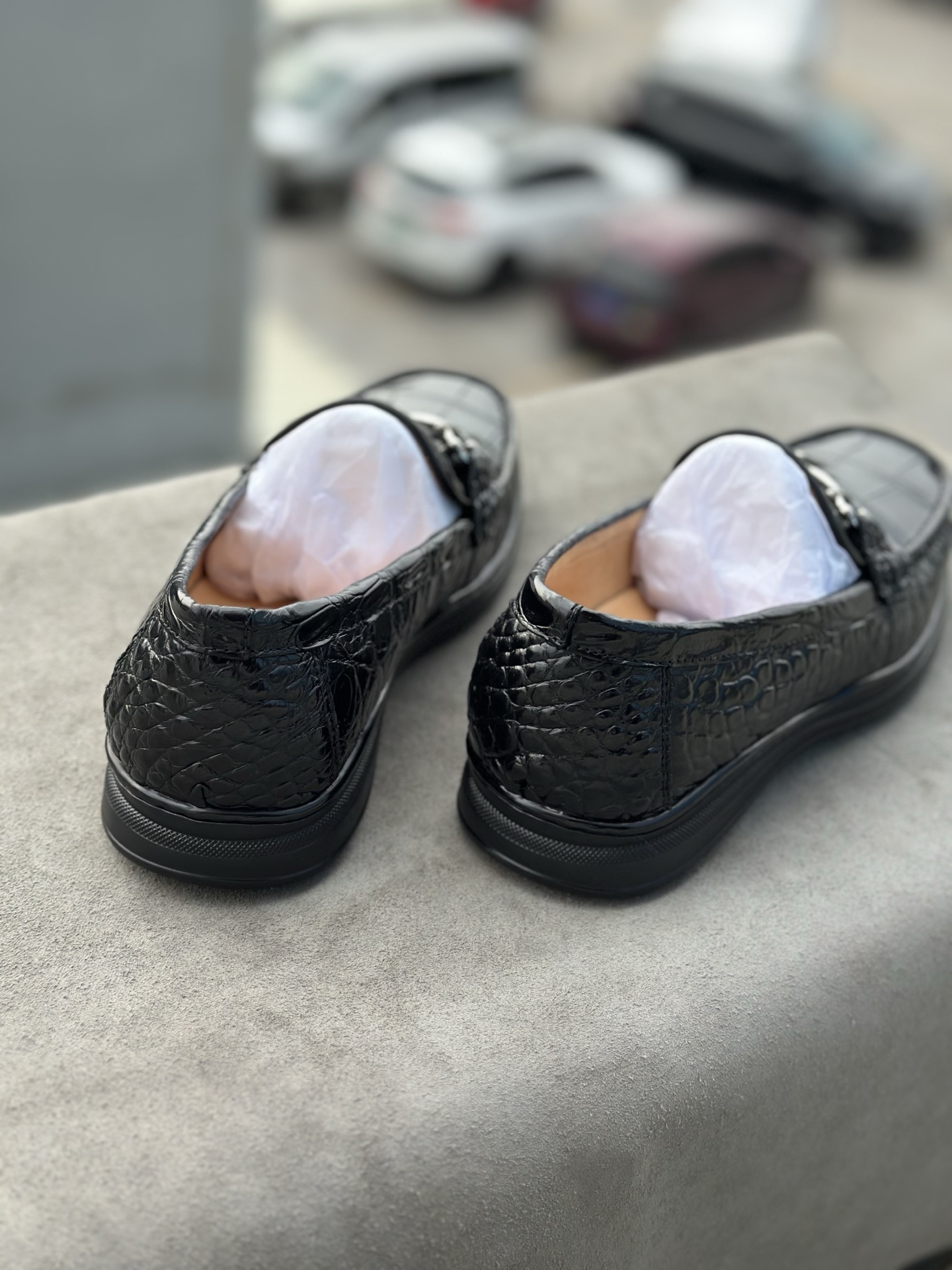 Crocodile Leather Black Belly Cut Stitched-Sole Bit Loafers HCS007 photo 7