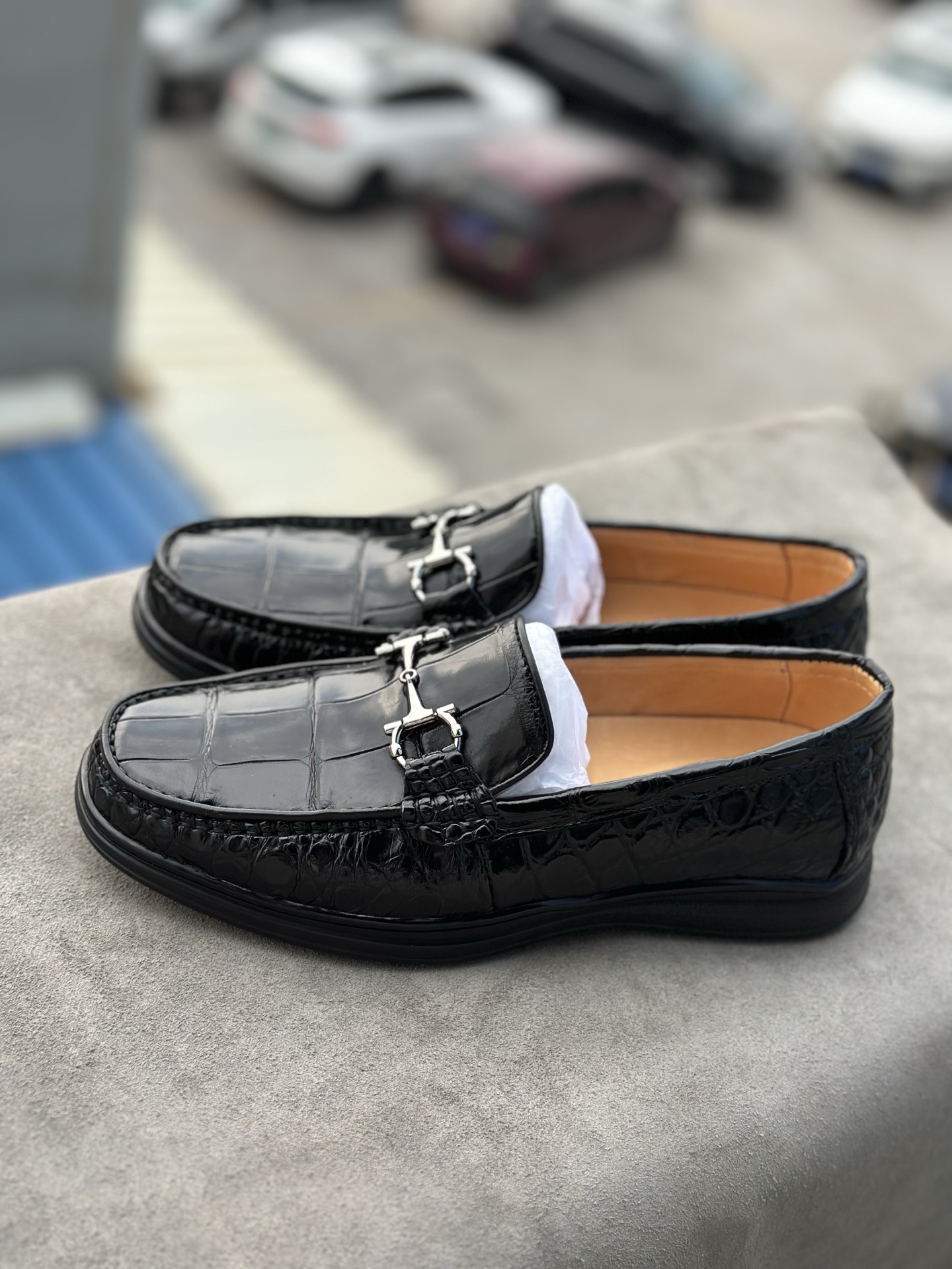 Crocodile Leather Black Belly Cut Stitched-Sole Bit Loafers HCS007 photo 9