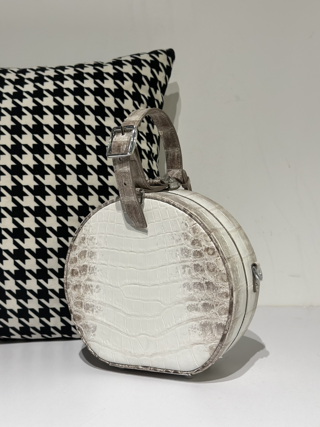 Crocodile Leather Himalayan Matte Nile Silver Hardware Round Bag WCB061