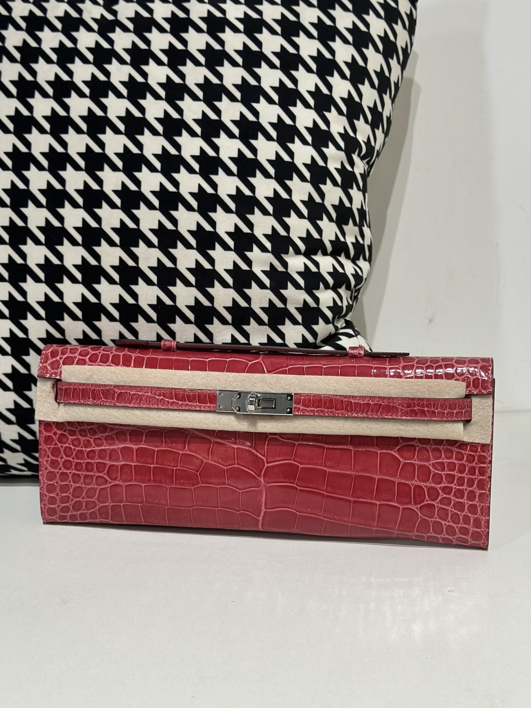 Crocodile Leather Pink 31cm Glossy Silver Hardware Top Handle Bag WCB111