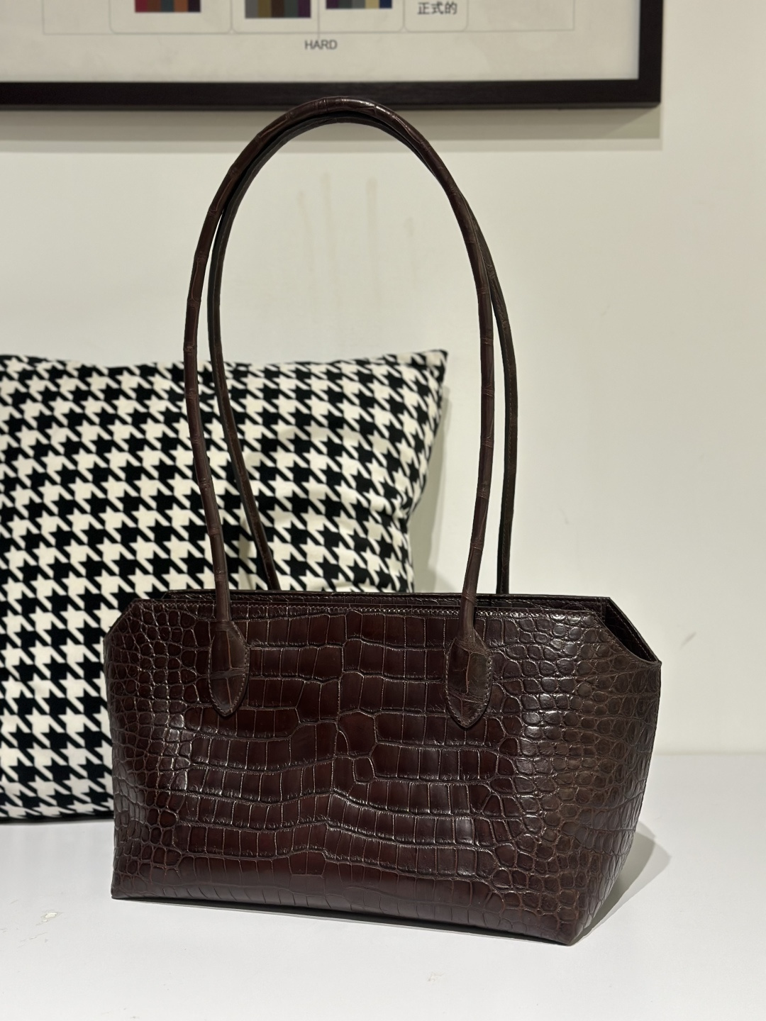 Crocodile Leather Havana Brown 38 x 17 x 20cm Matte Silver Hardware Tote Bag WCB158