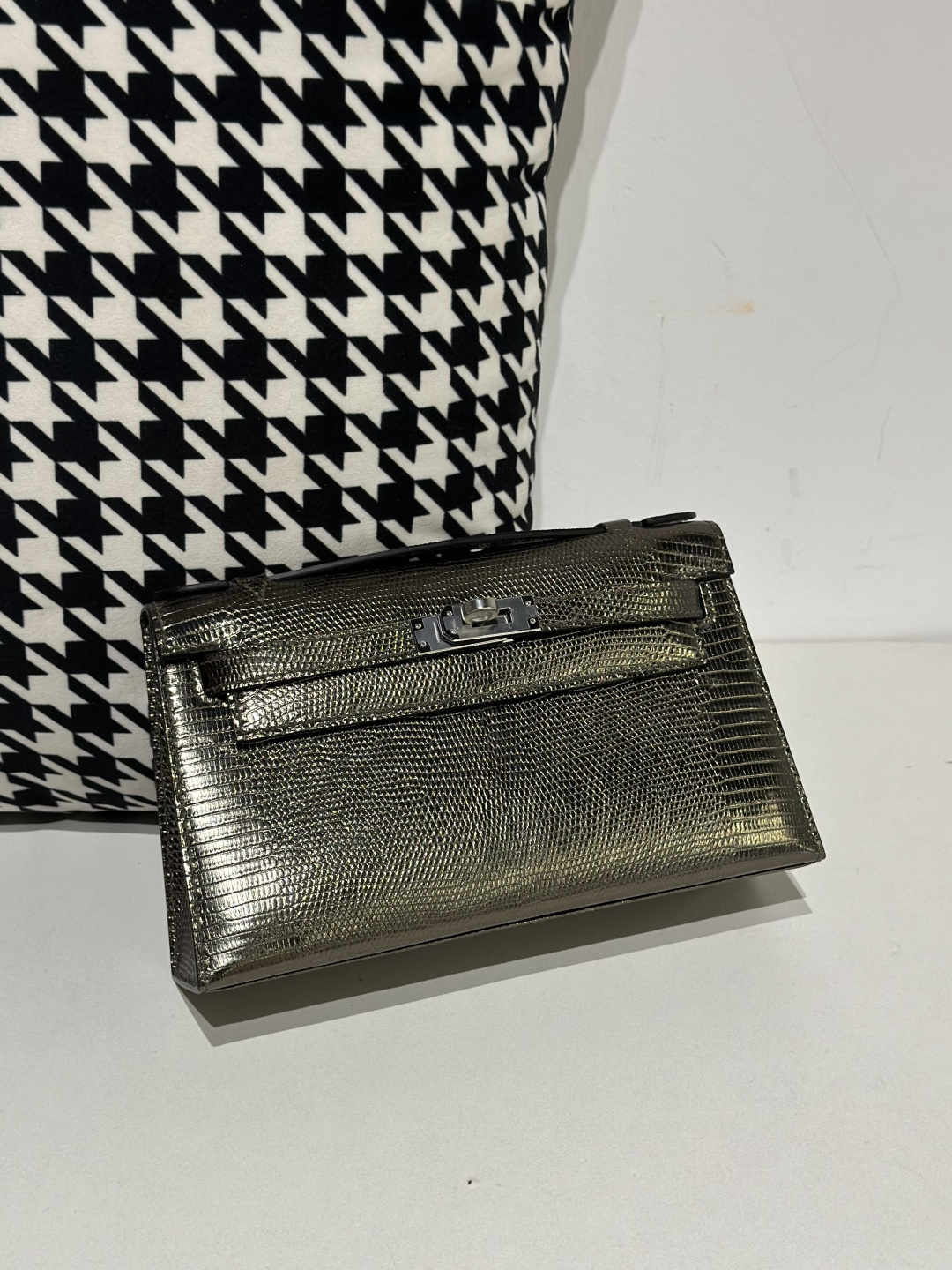 Lizard Leather Antique Bronze Silver Hardware Series I Flap Shoulder Bag WLB064