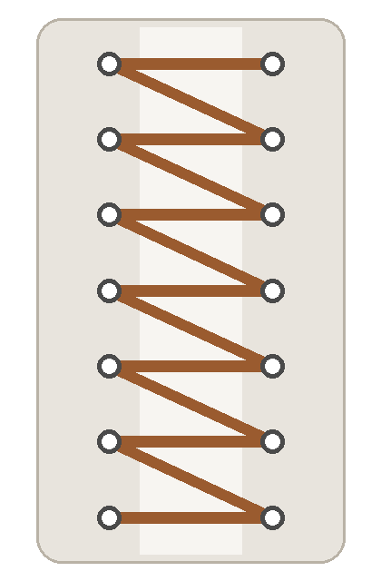 Sawtooth lacing diagram with alternating horizontal bars and single diagonals